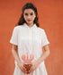 Embroidered Collar Short Sleeve Blouse